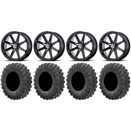 MSA Black Diesel 18 UTV Wheels 32 MotoRavage Tires Can-Am Maverick X3 / Honda Pioneer 1000 / Talon