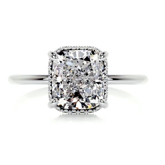 Blue Jewel Radiant Cut Excellent 2.2 Ct Diamond Rings for Women's - Silver 14K White Gold Over Rings - Anniversary Ring - Solitaire With Accent Diamond Ring for Women's - Halo Diamond Rings for Her