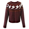 thumbnail image 4 of Lolmot Halloween Knitted Sweater for Women Ghost Pattern Long Sleeve Fair Isle Pullovers Fall Winter Pullover Sweater, 4 of 5