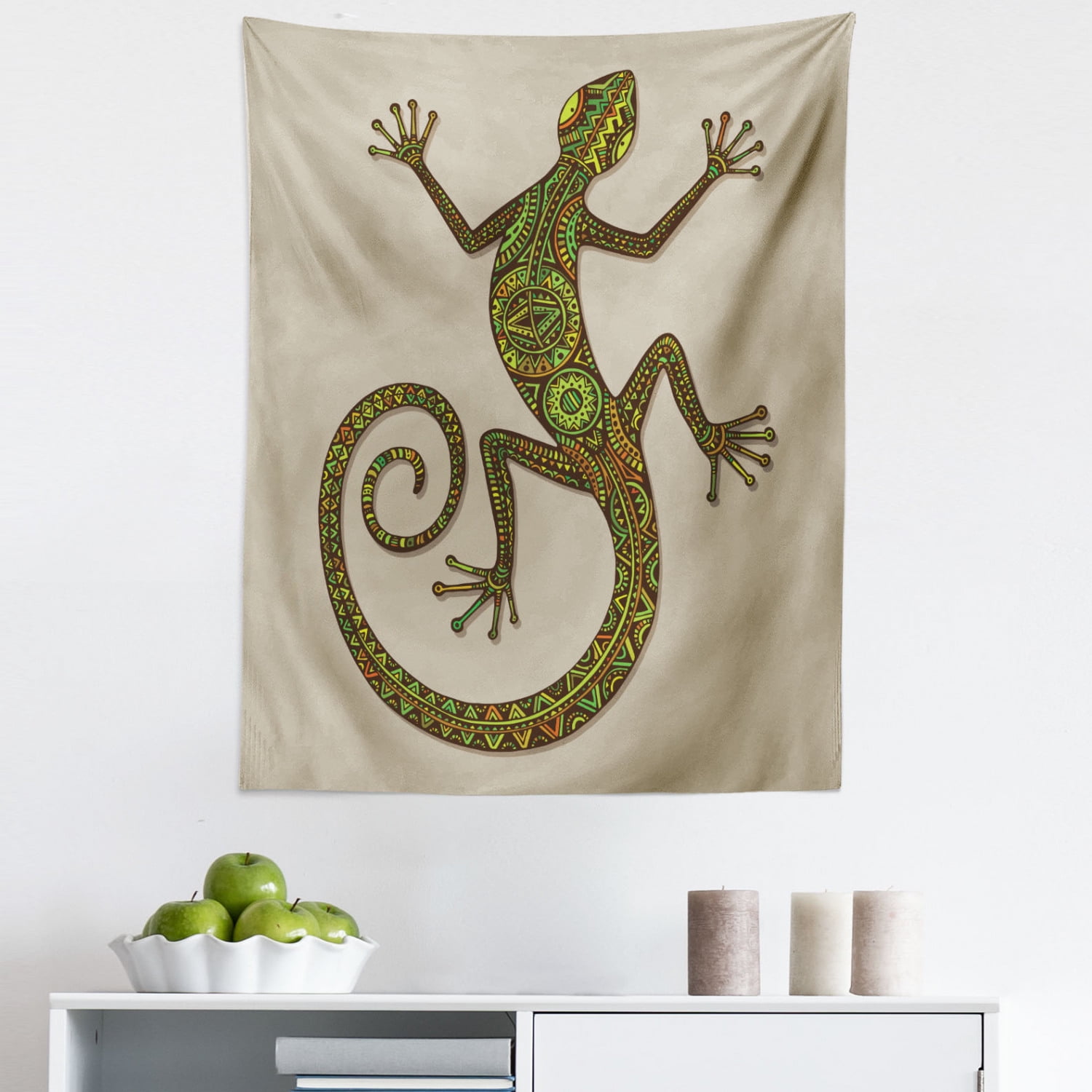 Screen-Print Lizard Design Collage Bohemian Small Beautiful Poster Tapestry Rug 