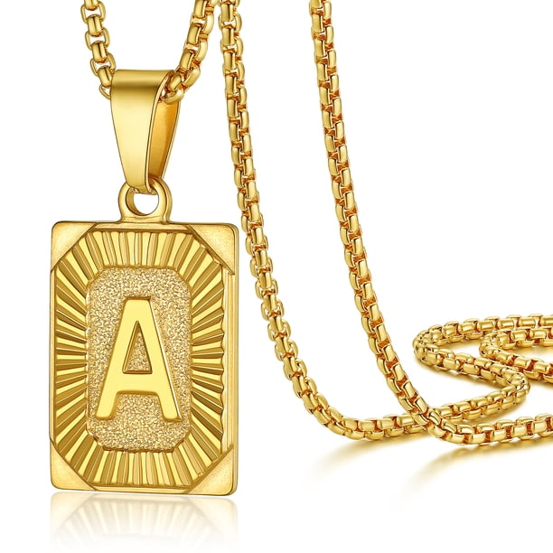 Collar con colgante inicial de Acero inoxidable PROSTEEL letra A Nombre de Amor Personalizado 18K Chapado en Oro