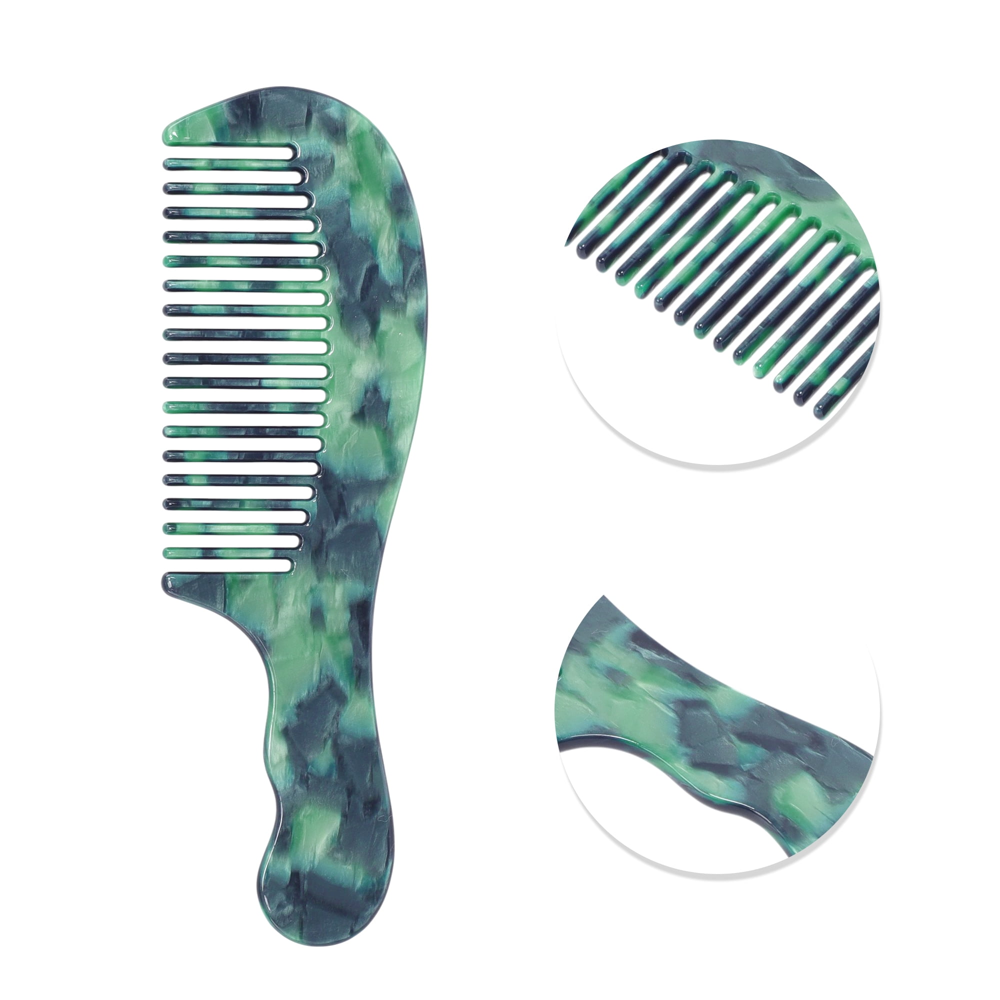 Unique Bargains Durable Marble Texture Large Tooth Comb 1 Pc Dark Green