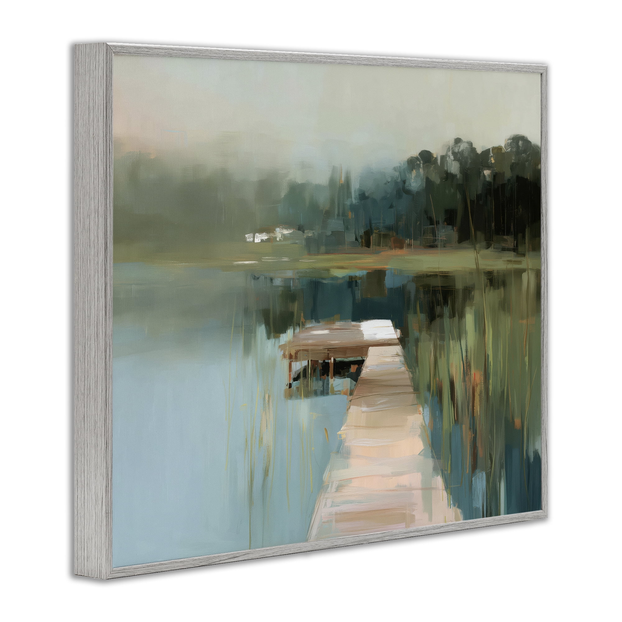 Stupell Industries Marsh Pier Abstraction Gray Framed Giclee Art, design by Kim Curinga