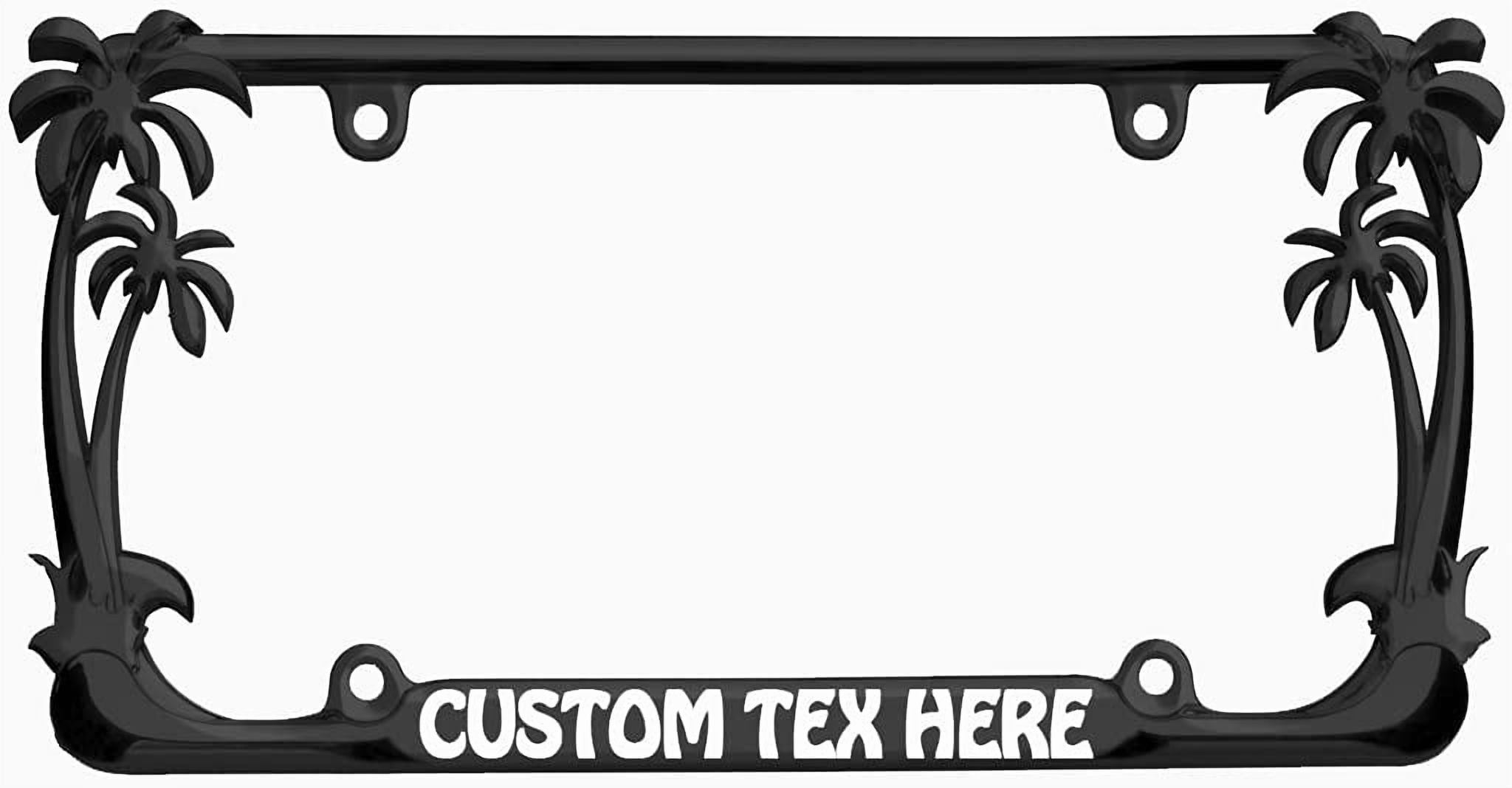 Beach Life Style Palm Tree Heavy Duty Metal License Plate Frame Personalise/Car Accessories Car Tag Holder Cover (Black/D.Pink)