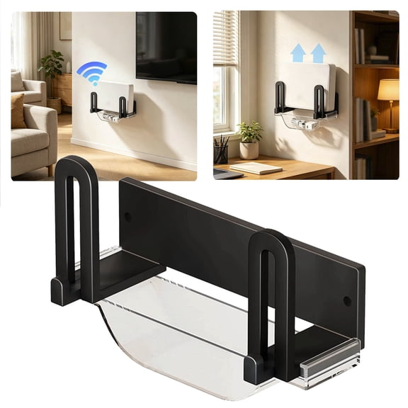 Metal No-drill Router Wall Mount Adjustable WiFi Modem Rack Integrated Cable Organizer for Home Network Equipment