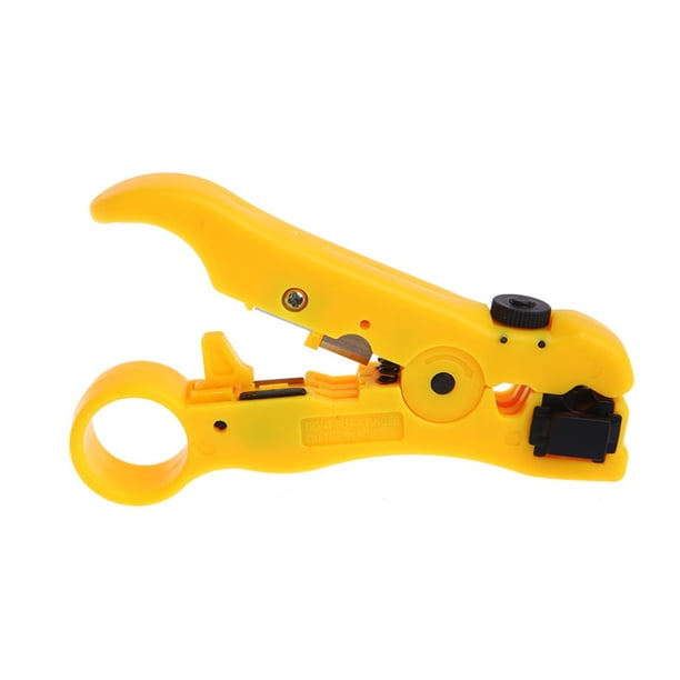 Riwesomey Cable de alambre pelador de cortador universal para herramienta de pelado coaxial UTP/STP RG59/6/7/11 de alambre plano o Artesanía Amarillo
