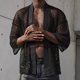 thumbnail image 1 of Playera Elvqul de Hombre sin Estampado Casuales Manga Corta Cuello Mao Negro, 1 of 7