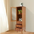 thumbnail image 4 of 5-Tier Bamboo Storage Cabinet Narrow Tall Cabinet Freestanding Cabinet for Living Room, 4 of 12