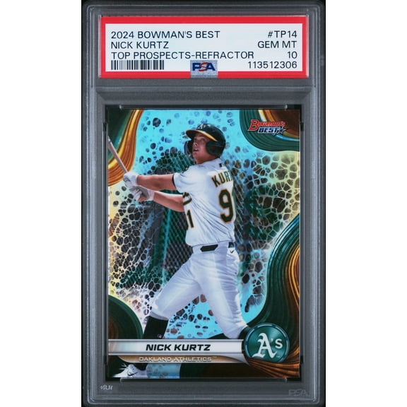 Graded 2024 Topps Bowmans Best Nick Kurtz #TP14 Top Prospects Refractor Rookie RC Baseball Card PSA 10 Gem Mint