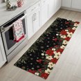 thumbnail image 4 of Christmas Floral Washable Area Rug 2 x 6 ft Vintage Red White Poinsettia Bird Black Soft Non‑Slip Rugs Stain Repellent Indoor Mats for Long Hallway, Kitchen Runner, Corridor Laundry, 4 of 9