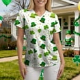 thumbnail image 3 of felwors Scrubs for Women Tops Animal Print Shirt V Neck Cartoon Pattern Short Sleeve Nursing Uniform with Pockets (Light Green, S), 3 of 6