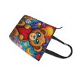 thumbnail image 4 of Zipper canvas bag large capacity large size practical handbag durable Canvas with leather material Brown Bear and Red Heart, 4 of 7