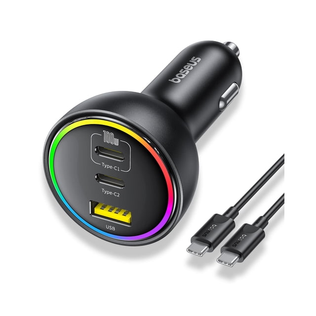 Cargador de coche USB C Baseus 152,5 W de carga superrápida con 3 puertos