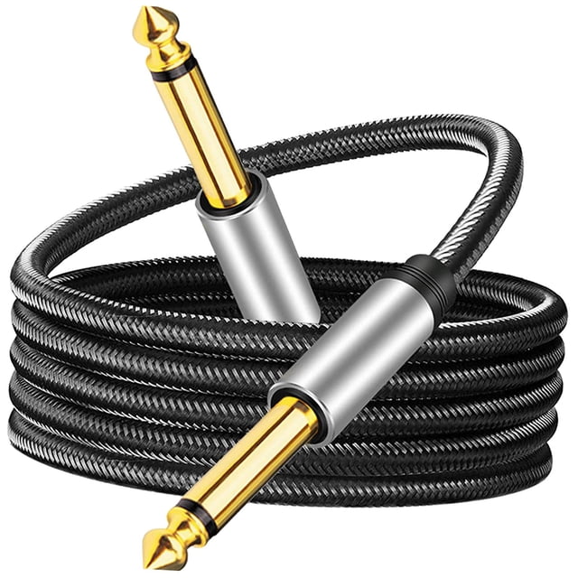 Ruiboury Innovative Stereo Audio Cable Crafted With Copper Core Guitar And Mixing Applications 6.35mm Instrument Cable Braided Black 1M