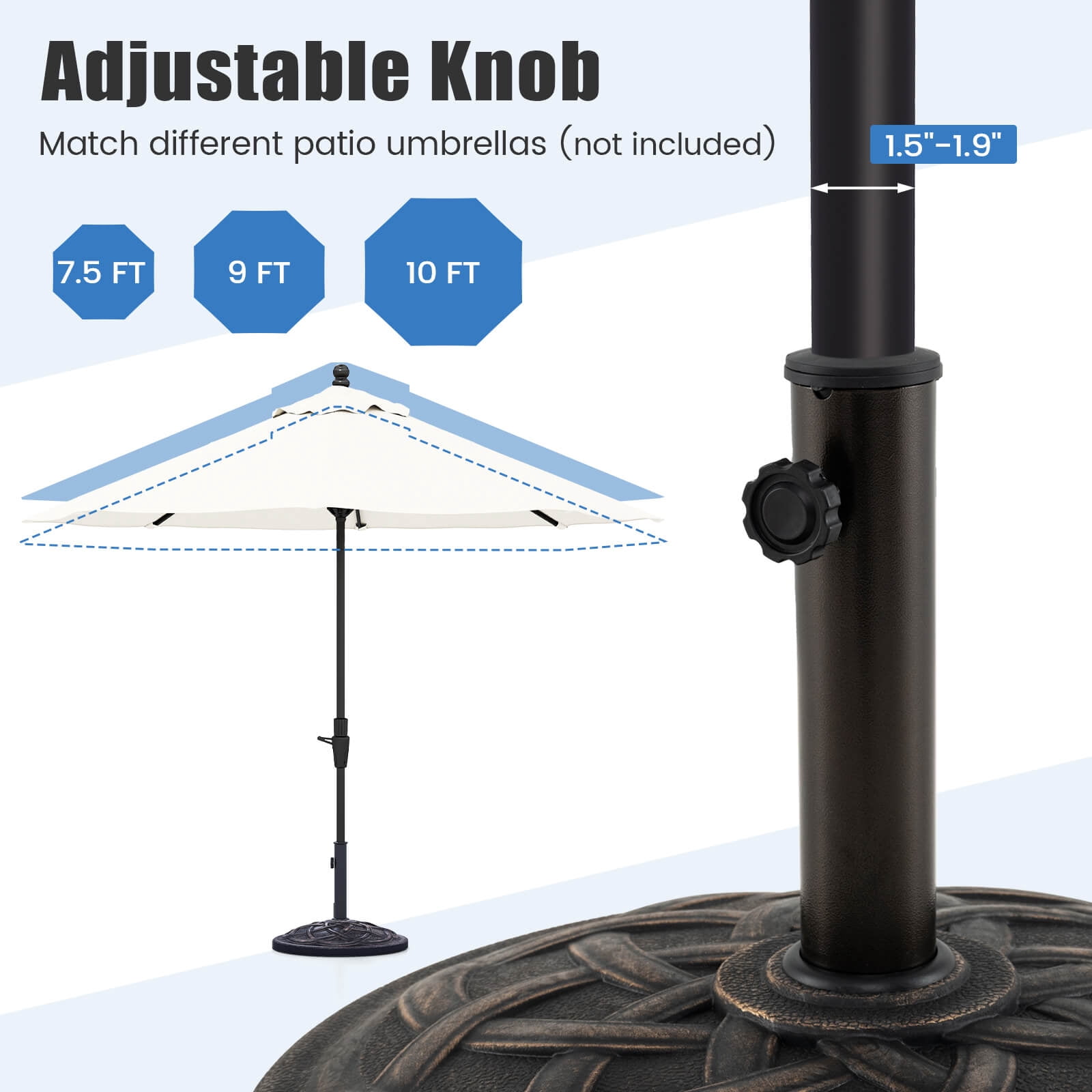 Costway 22'' Round Umbrella Base Stand Market Patio Standing Outdoor Living Heavy Duty