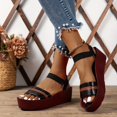 thumbnail image 3 of Sandalias náuticas con plataforma para mujer, zapatos de piel sintética con correa elástica en el tobillo y puntera abierta, cómodas sandalias sin cordones, 3 of 4