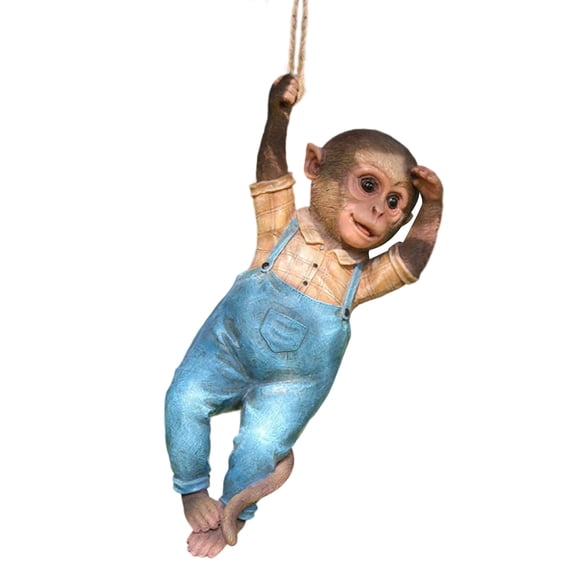 Artistic Monkey Statue Water Resistant Indoor Outdoor Decorative Synthetic Hanging Object