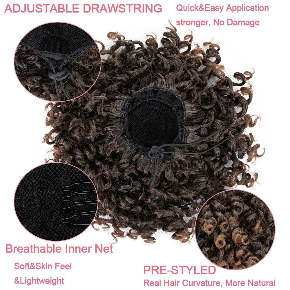 Messy Curly Fluffy Bun Hair Piece Tousled Updo Elastic Drawstring Ponytail Extension Synthetic Hair Scrunchies
