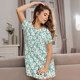 thumbnail image 3 of Fotbe Daisy Floral A Bata de Dormir para Mujer con Estampado, Camisón de Algodón de Manga Corta, Ropa de Dormir Casual, 3 of 6