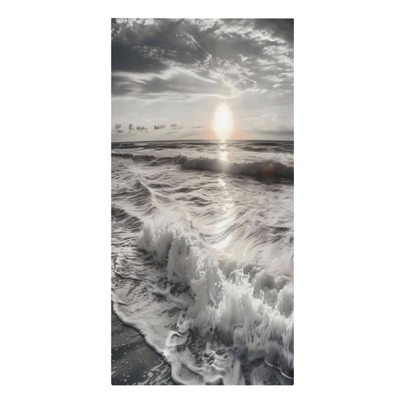 RKSupls Monochrome Sun Waves Beach Microfiber Beach Towel Absorbent Compact Towels for Swimming Pool Beach Travel Things for Vacation Essentials Adult Gift,61.4×30.3Inch