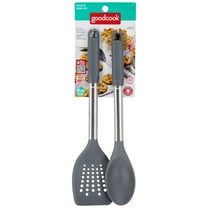 GoodCook Pro 2 Piece Turner & Spoon Set for Kitchen Cooking, Stainless Steel with Nylon Heads