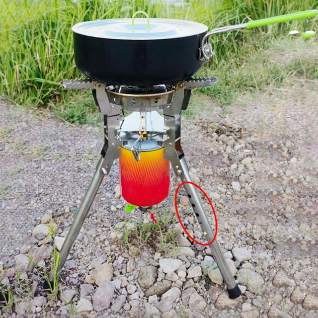 Estufa de gas a prueba de viento para exteriores Quemador de mochilero portátil Altura ajustable de 5 niveles Estufa de gas de camping plegable para p Sharpla Estufa de campamento