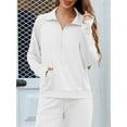 thumbnail image 3 of JYLFC Womens 2 Piece Outfits Set Lounge Hoodie Sweatsuit Sets Oversized Half Zip Sweatshirt Sweatpants with Pockets White 3XL, 3 of 7