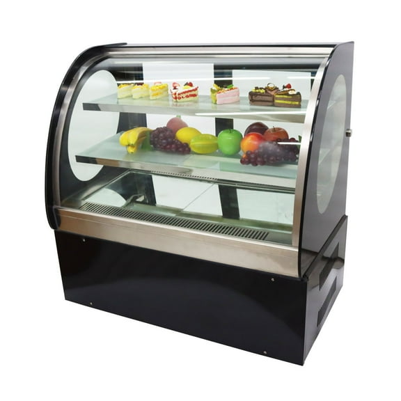 EQCOTWEA 35" Curved Table Refrigerated Cake Display Cabinet Commercial Bakery Cooler Air-Cooled Showcase 220V