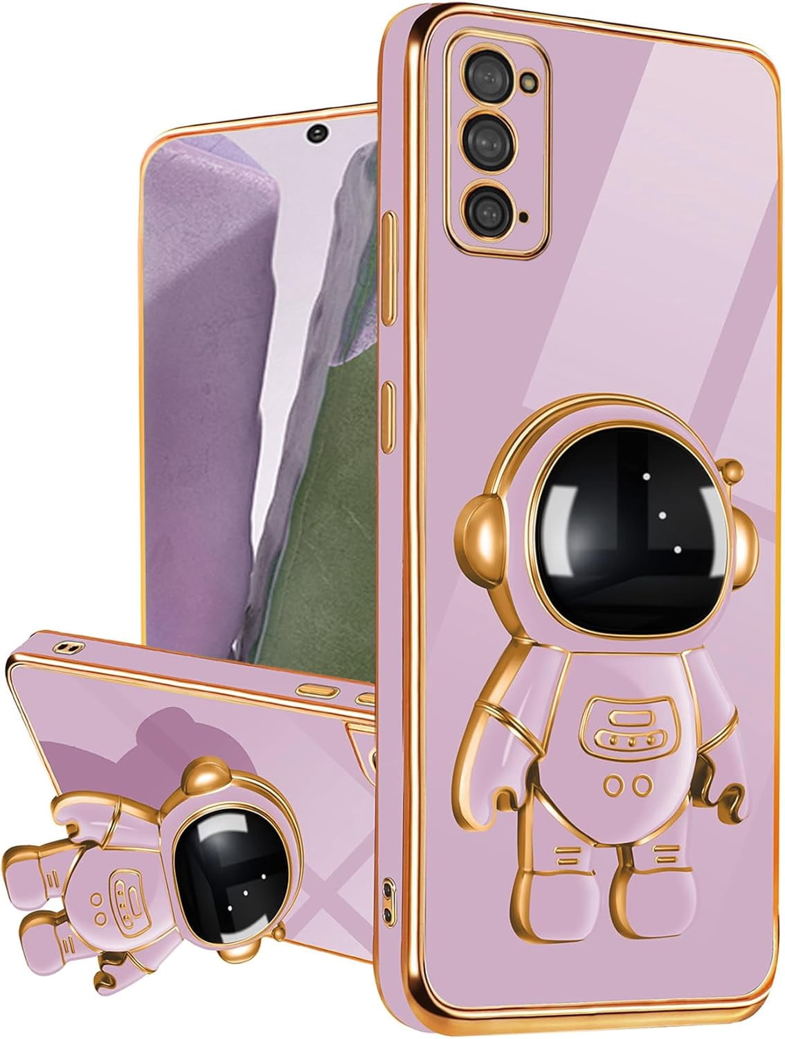 ZUKKASHAN Compatible with Samsung Galaxy Note 20 5G Case with Cute Astronaut Kickstand Design Soft TPU Protective Shockproof Plating Phone Case for Galaxy Note 20
