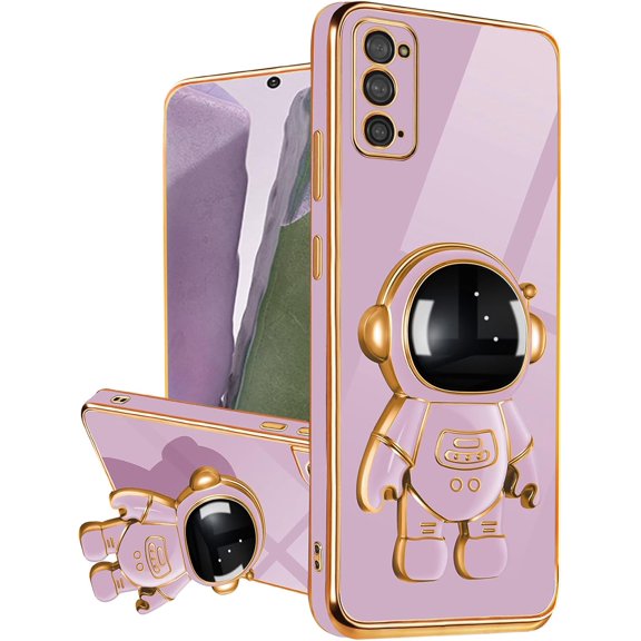 ZUKKASHAN Compatible with Samsung Galaxy Note 20 5G Case with Cute Astronaut Kickstand Design Soft TPU Protective Shockproof Plating Phone Case for Galaxy Note 20