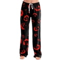 thumbnail image 2 of Halloween Pajamas Women Pumpkin Ghost Stretchy Soft Lightweight Orange Pj Pants Halloween Outfits, 2 of 5