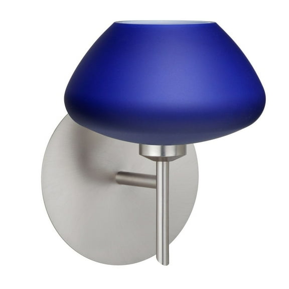 1SW-541087-SN Besa Lighting Peri - 1 Light Mini Wall Sconce In Contemporary Style-7 Inches Tall and 5.38 Inches Wide-Satin Nickel Finish-Blue Matte