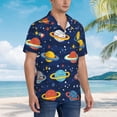 thumbnail image 3 of Balery Planets and Stars Camisas hawaianas de manga corta para hombre, camisas playeras de corte holgado, camisas de vacaciones con botones,Large, 3 of 7