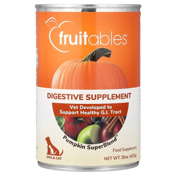 Fruitables Pumpkin Digestive Supplement – Made with Pumpkin for Dogs – Healthy Fiber Supplement for Pet Nutrition – 15 ounces