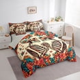 thumbnail image 4 of Homewish Romantic Couple Skeleton Twin Bedding Sets 7-Piece, Retro Rustic Flower Floral Bedding Comforter Set, Mandala Bohemian Style Reversible Sheet Sets, Lightweight Room Decor, 4 of 8