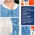 thumbnail image 3 of Disposable Lab Coat 44 Inches Long, Large. Pack of 50 Blue SMS Disposable Lab Coats for Adults. 50 GSM Disposable Coats Medical with 3 Pockets, Front Snaps, Knit Cuffs, and Collar, 3 of 7