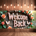 thumbnail image 6 of Wooden Door Themed Welcome Back Banner with Floral Leafy Elements Party Backdrop Background Decorations for Homecomings Reunions Gatherings and Celebrations, 6 of 8