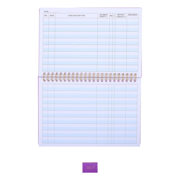 Nicehomfit Transaction Record Book in Purple for Personal Checkbook with Effortless Organization Features