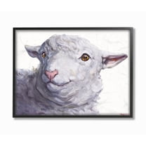 Stupell Industries Large Sheep Head Animal Watercolor Painting Framed Giclee Texturized Art by George Dyachenko