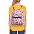 thumbnail image 5 of Wukai Flower Butterfly Waterproof Drawstring Backpack with Zipper Pocket,Large Foldable Gym Bag for Women and Men, Perfect for Sports, Yoga, and Travel, 5 of 8