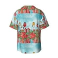 thumbnail image 2 of KLL Winter Birds on the Fence Print Men's Shirt Short Sleeve Button Down Summer Cuba Beach Shirts- 4X-Large, 2 of 7