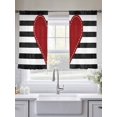 thumbnail image 5 of Valentine's Day Sheer Curtains 54 Inch Length 2 Panels Set, Red Love Heart Black Striped Farmhouse Voile Window Treatment Rod Pocket Short Kitchen Curtains Drapes for Bedroom 52"x54"x2, 5 of 7