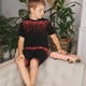 thumbnail image 4 of Balery Red Glitter1 Conjunto de Pijama Infantil de Manga Corta con Estampado – Ropa de Dormir de Algodón Suave-3X-Large, 4 of 6