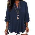 thumbnail image 4 of Endives Womens Linen Shirts 3/4 Length Sleeve Womens Shirt Blouses Spring Tops 2026 Beach Vacation Summer Navy, 4 of 7