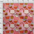 thumbnail image 3 of oneOone Cotton Flex Rose Pink Fabric Tea Party Kettle Sewing Craft Projects Fabric Prints By Yard 40 Inch Wide, 3 of 5