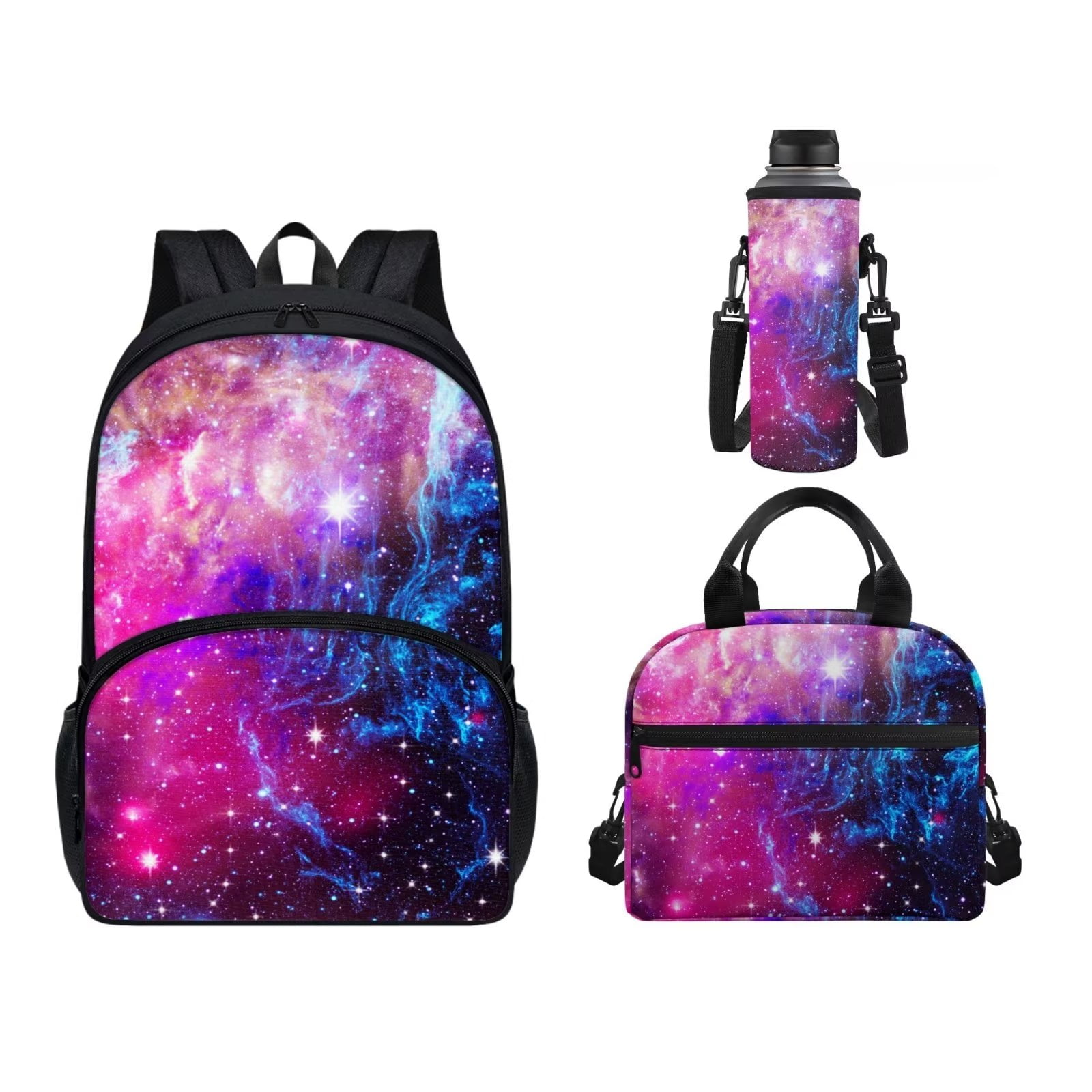  E-Clover Galaxy Backpack for Girls Kids Backpacks with Lunch  Box Set School Bag for Elementary Kindergarten Purple Space