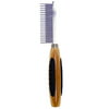 Alternating Short and Long Tooth Metal Pet Comb with Bamboo Wood Handle, Beautifies and Conditions the Coat of your Pet By Bass Brushes