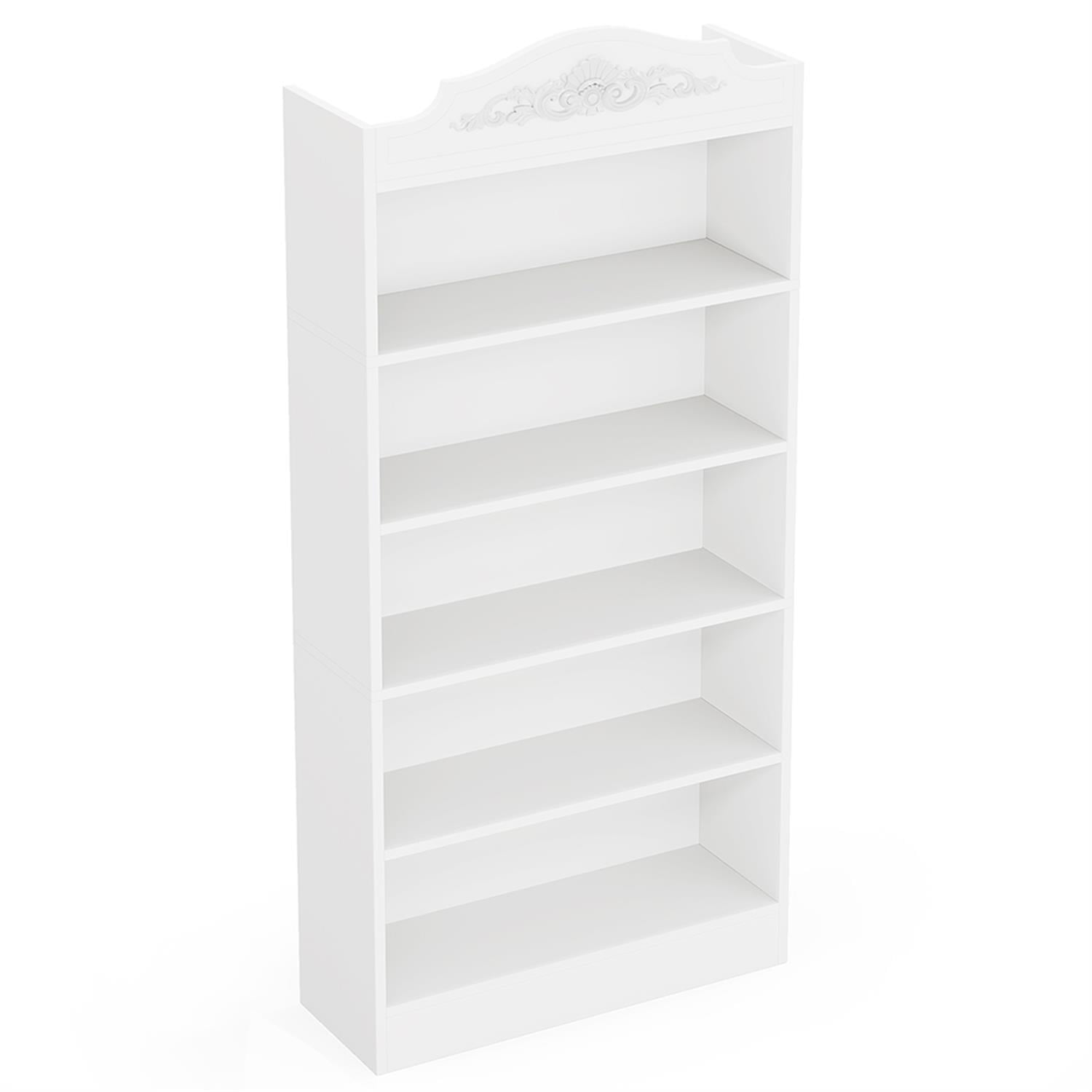 Demi Bonn 6 Tier Bookcase with Storage Shelves, Wood Bookshelf Storage Organizer, 72" Tall Display Standing Shelf Unit for Bedroom, Living Room, White