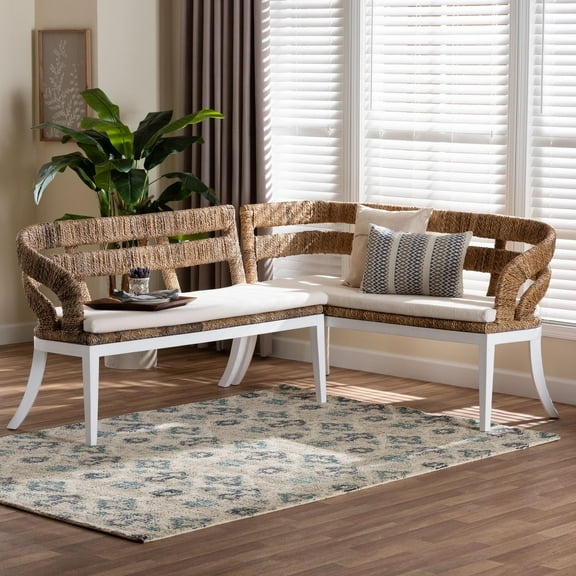bali & pari Ubud Boho Dining Nook Bench Set, 2-Piece, Natural Brown