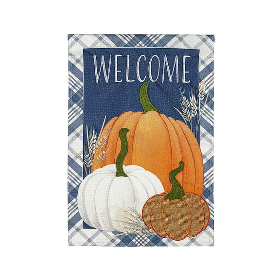 Plaid Pumpkins Garden Linen Flag